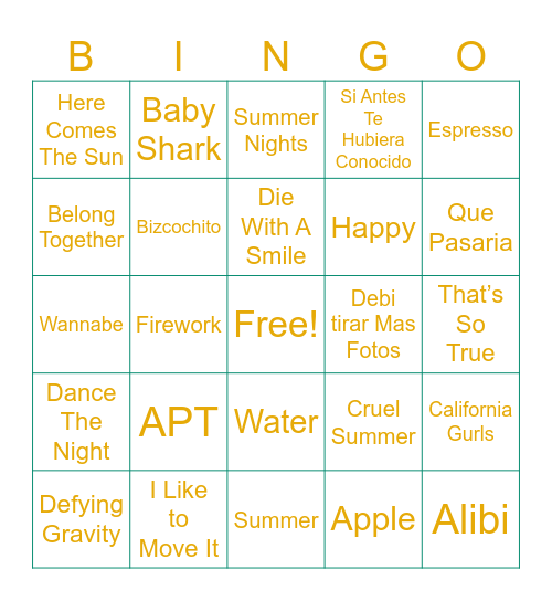 SUMMER Bingo Card
