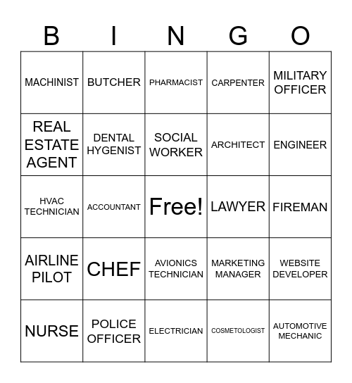 CAREER BINGO Card