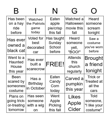 John Wesley Halloween Bingo! Bingo Card