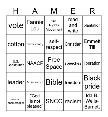 Hamilton Park VBS Bingo Card