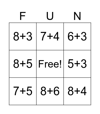 LAST 8 Math FACTS! Bingo Card