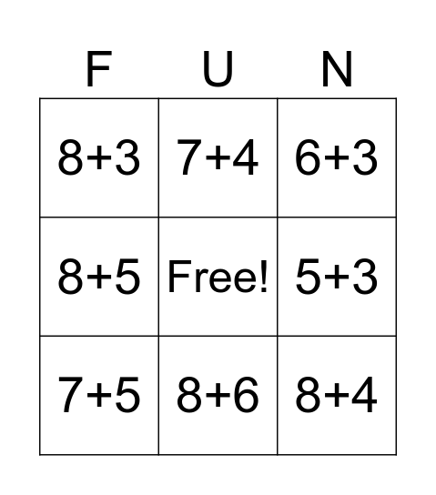 LAST 8 Math FACTS! Bingo Card