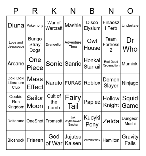 PYRKON BINGO Card