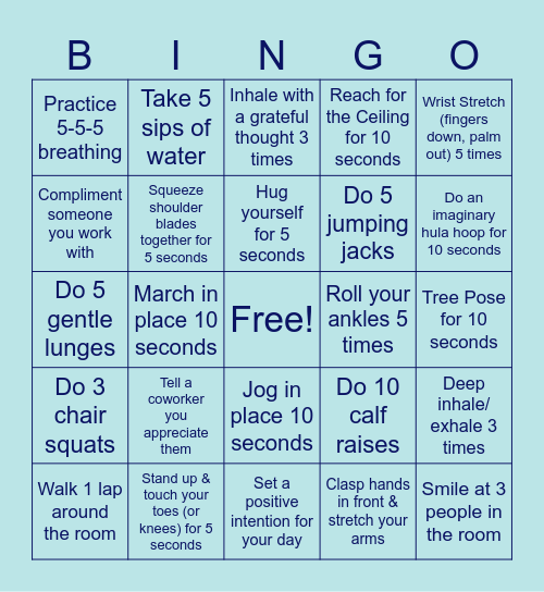 Wellness BINGO Card