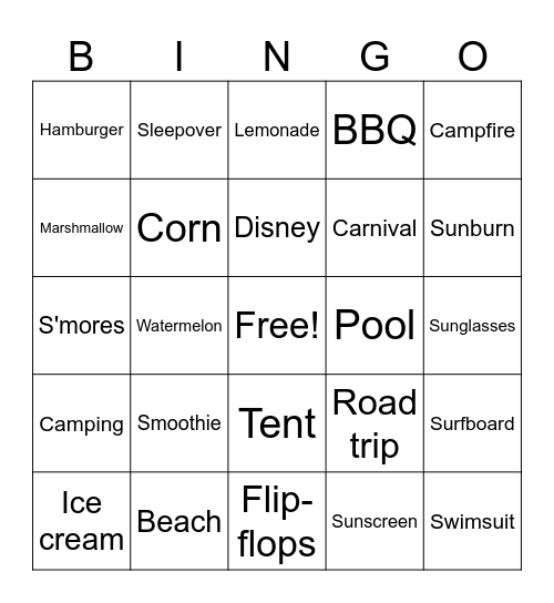 Summer Bingo Card