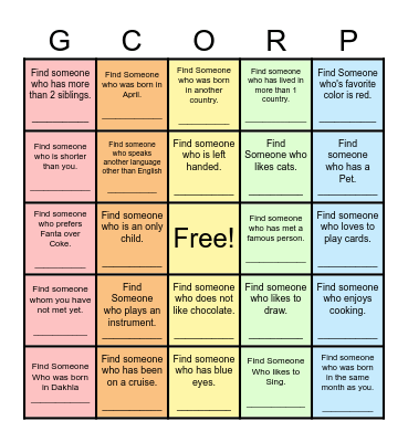 Find Someone Who... Bingo Card