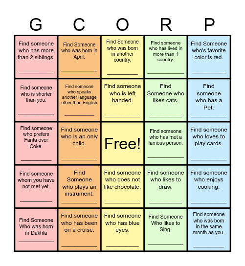 Find Someone Who... Bingo Card