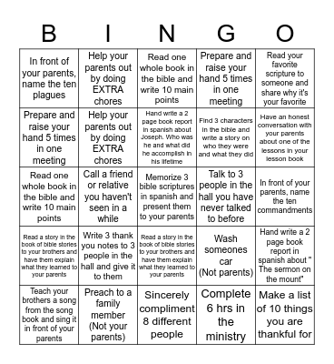 Angie's Bingo Card Bingo Card