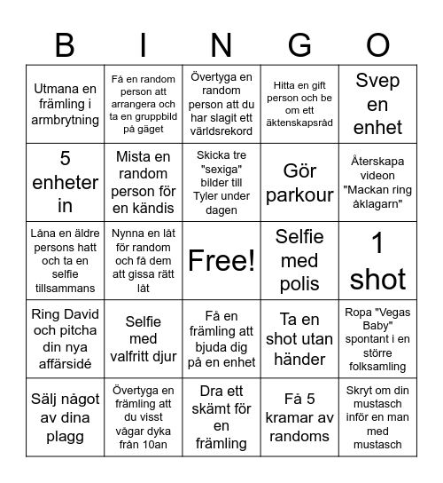 Victors svensexa Bingo Card