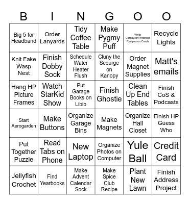 To Do List Bingo Card