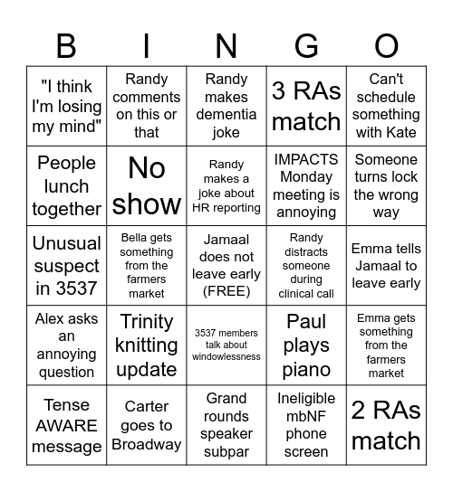 ra bingo Card