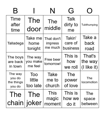 Letter T Bingo Card