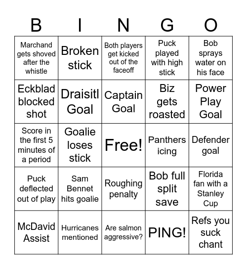 Stanley Cup Finals Game 3 Bingo Card