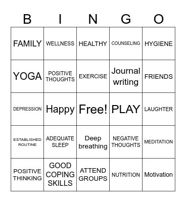 HEALTHY MIND HEALTHY BODY Bingo Card