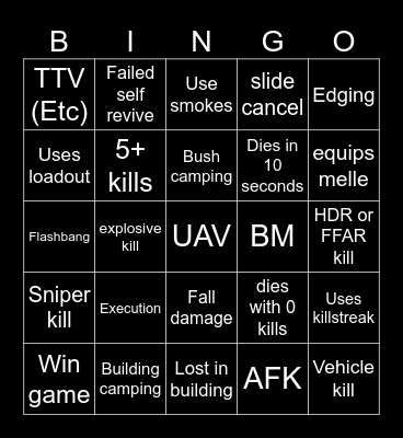Warzone 2.0 bingo (Credits to: Big Puffer) Bingo Card