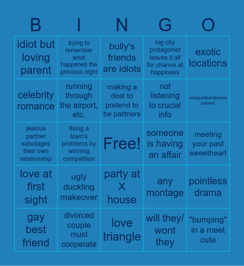 Romance Bingo Card