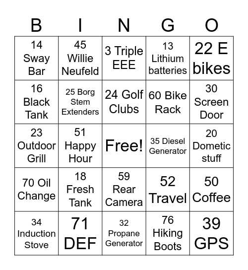 LTV Bingo Card