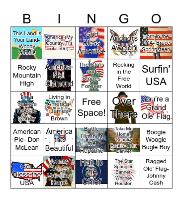 4th of July Songs! Bingo Card
