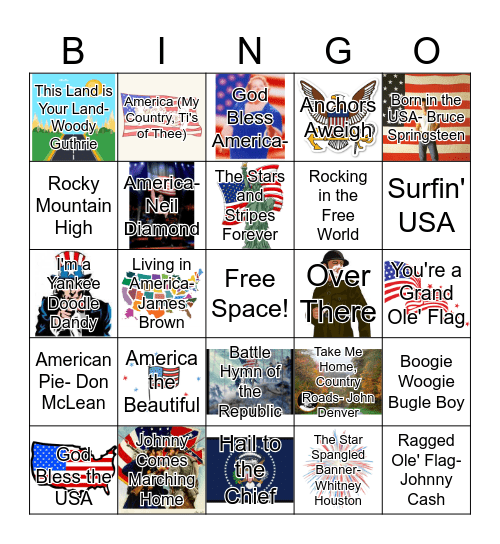 4th of July Songs! Bingo Card