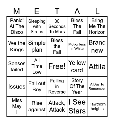 Pop in bingo Card