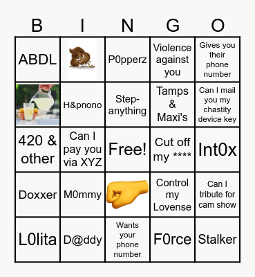 TOS VIO NO-NO BINGO Card