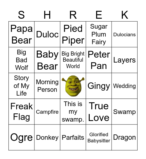 Shrek! Jr. BINGO Card
