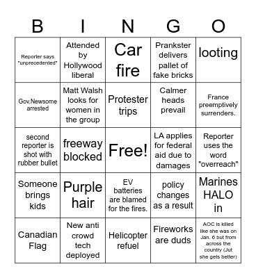 LA Riots Bingo! Bingo Card
