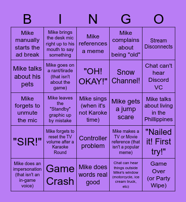 171st Street Games Stream BINGO Card