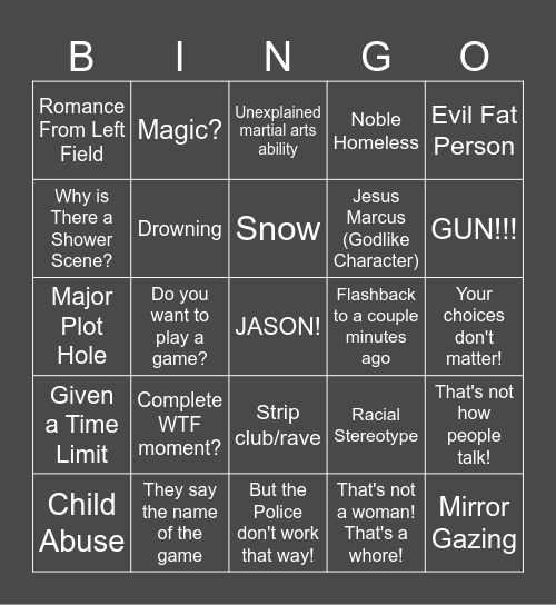Heavy Rain (Totally Gonna Happen) Bingo Card