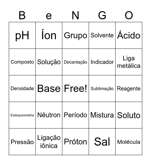 Bingo sem título Bingo Card