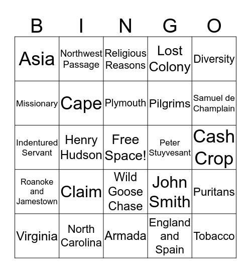 Early Settlement Bingo Card