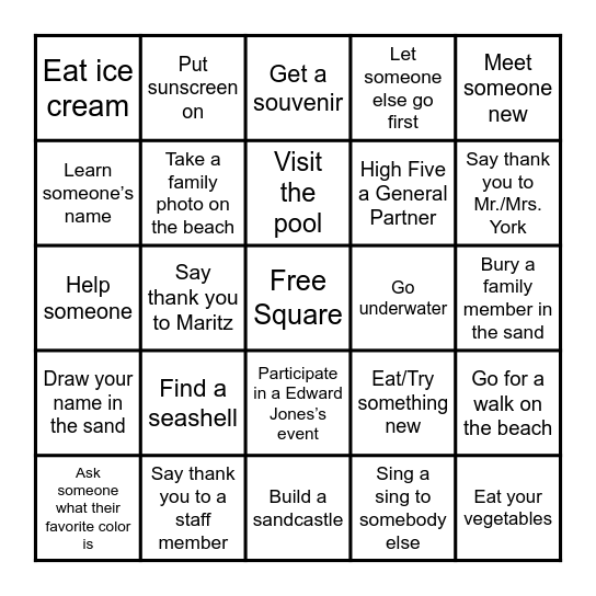 SMR 2025 Cape Cod Bingo Card
