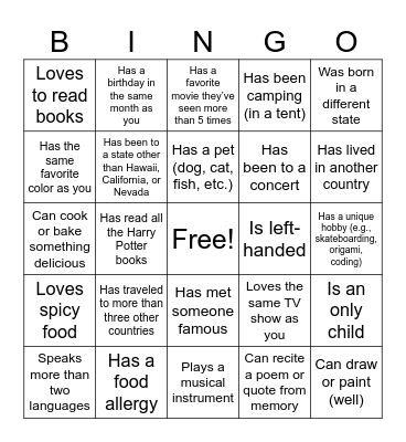 Untitled Bingo Card