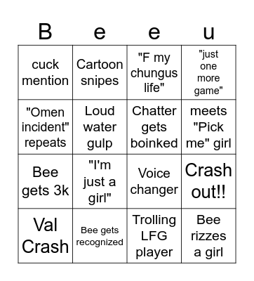 Bee stream Bingo Card