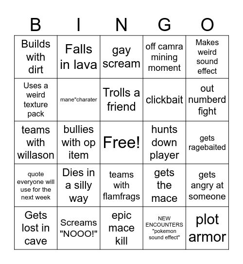 ManePear Bingo Card