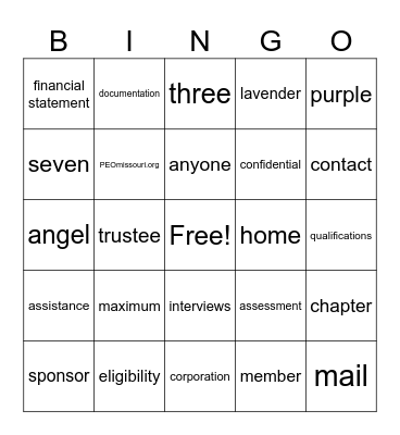 Outreach Bingo Card