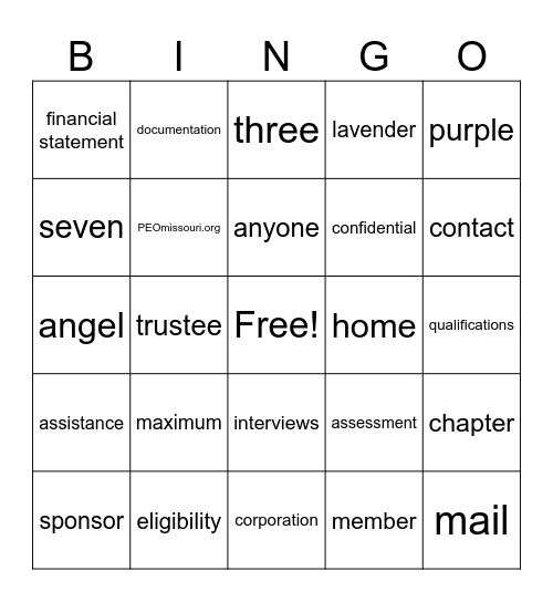 Outreach Bingo Card