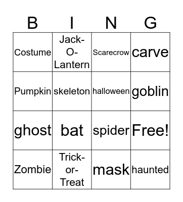 HALLOWEEN  Bingo Card