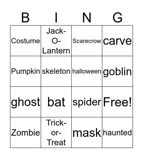 HALLOWEEN  Bingo Card