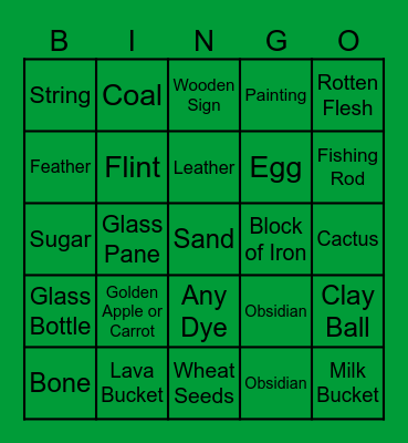 Minecraft Bingo Card