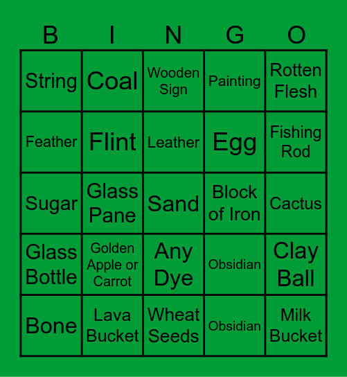 Minecraft Bingo Card