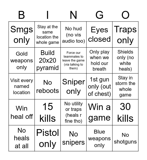 Must place top 15 to count Bingo Card