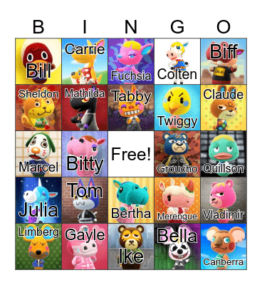Animal Crossing Bingo Card