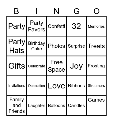 Birthday Bingo Card