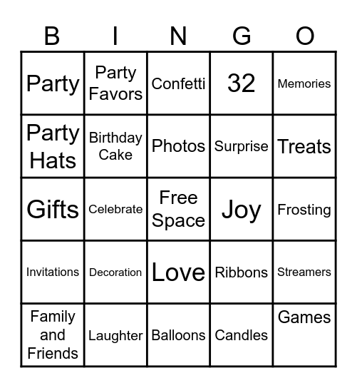 Birthday Bingo Card