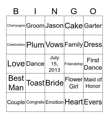 CHRIS'S BRIDAL Bingo Card