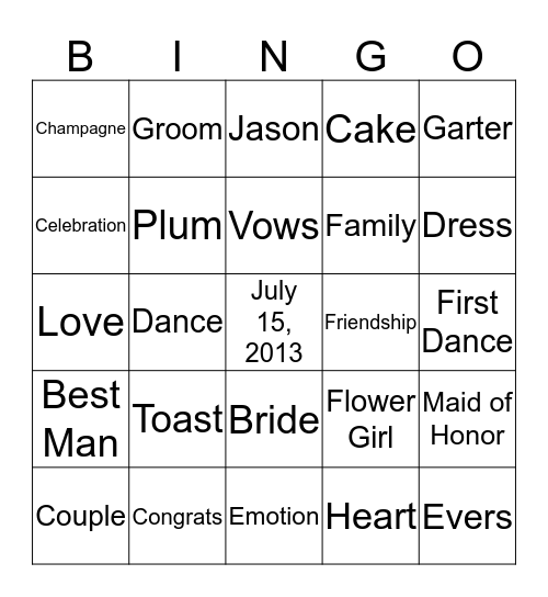 CHRIS'S BRIDAL Bingo Card