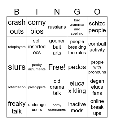 Pretty Blood Bingo Card
