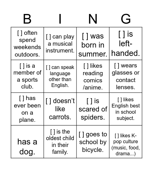 Find Someone Who... Bingo Card