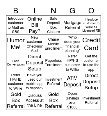 In Third Place.... Bingo Card